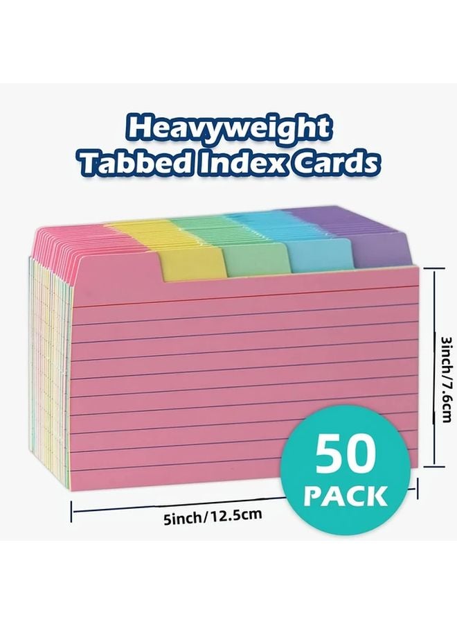 1 Pack 5x3 Inch Colorful Tabbed Index Card Dividers 5 Colors 50 Cards Each - Image 2